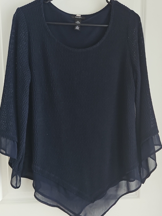 Alfani Tops - Alfani Navy Layered Chiffon Hem Tunic Top
